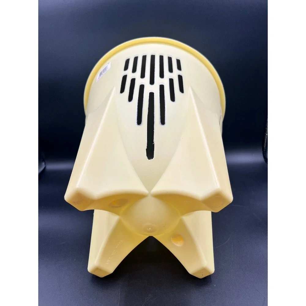 Vtg Butter Yellow Plastic Slotted Wastebasket Pedestal Base Garbage Israel 13